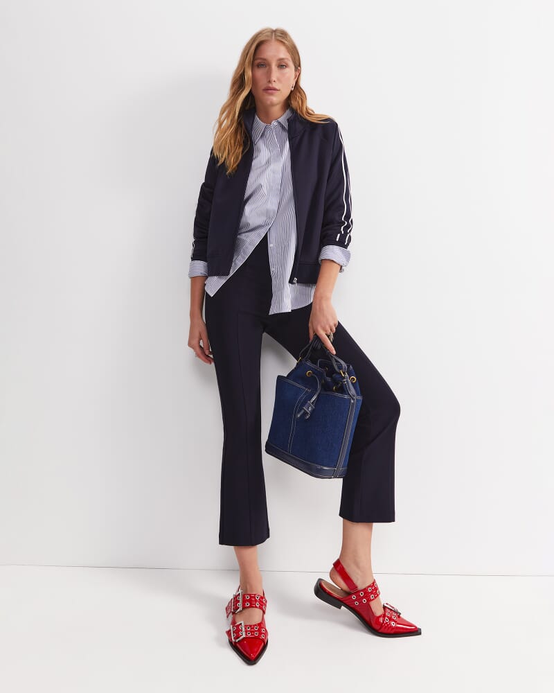 Polly Ponte Crop Flare in FRENCH NAVY