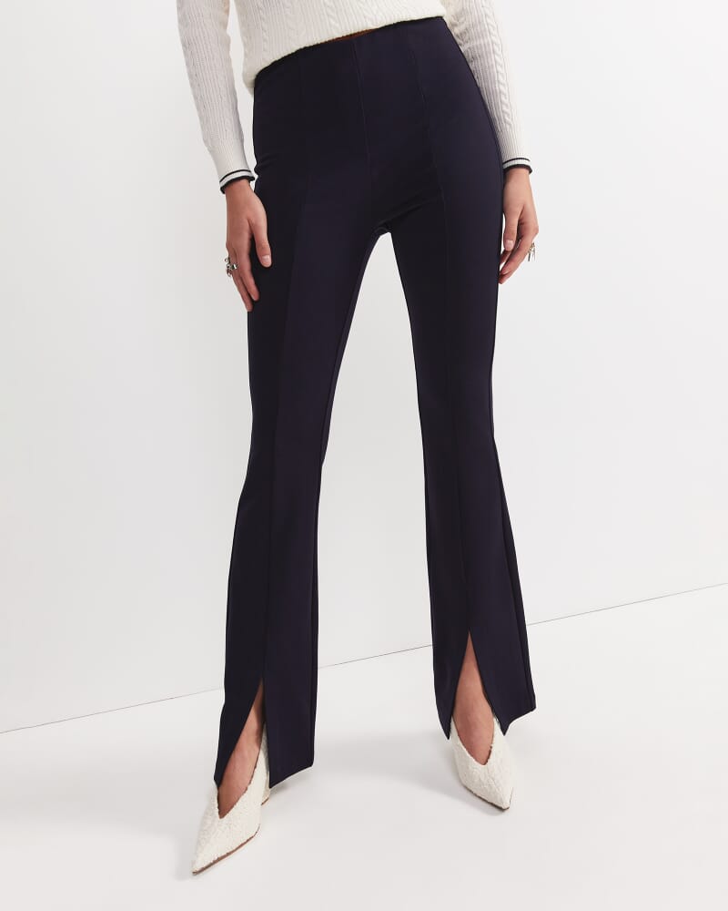 Polly Ponte Split Front Flare in BLACK