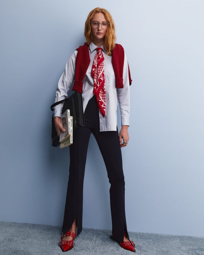 Polly Ponte Split Front Flare in BLACK