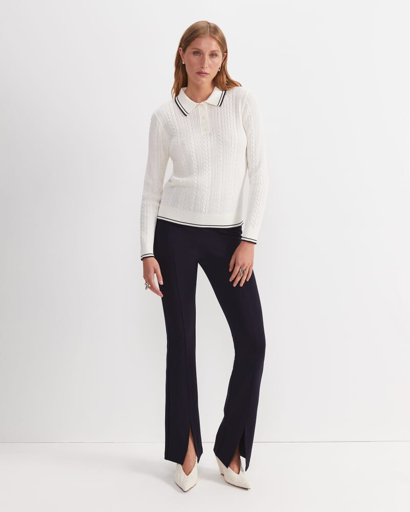 Polly Ponte Split Front Flare in BLACK