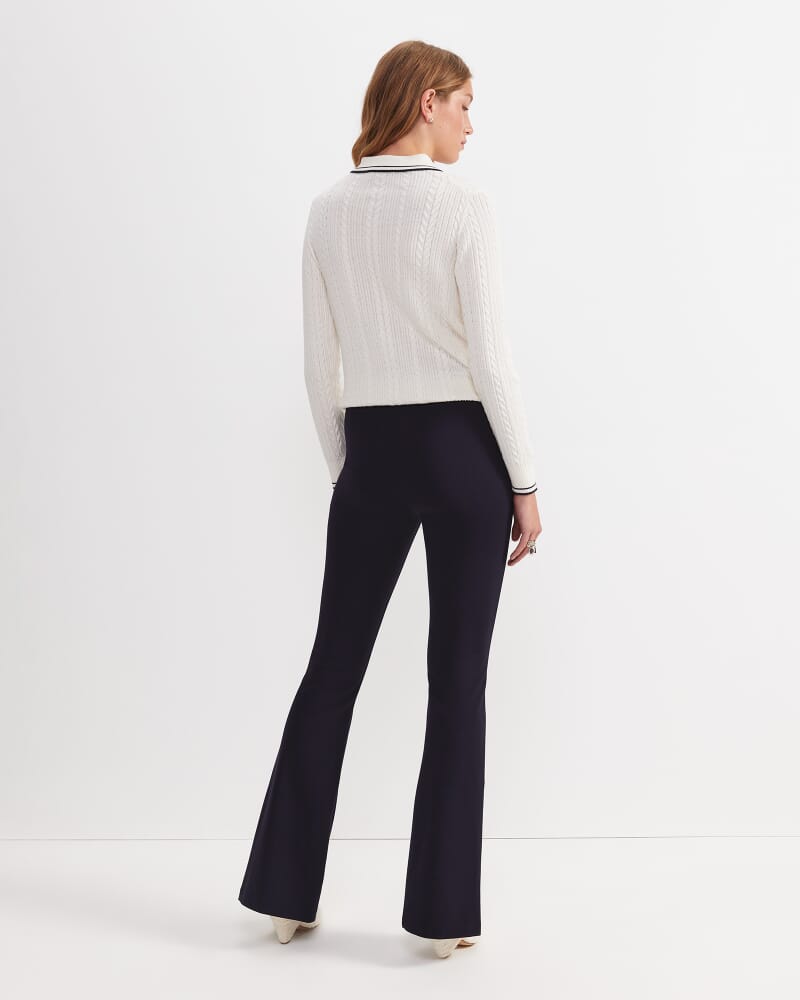 Polly Ponte Split Front Flare in BLACK