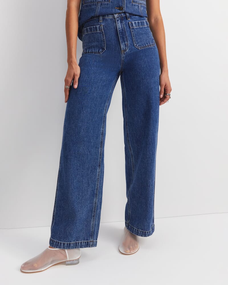 Allegra Patch Pocket Jean in MID WASH