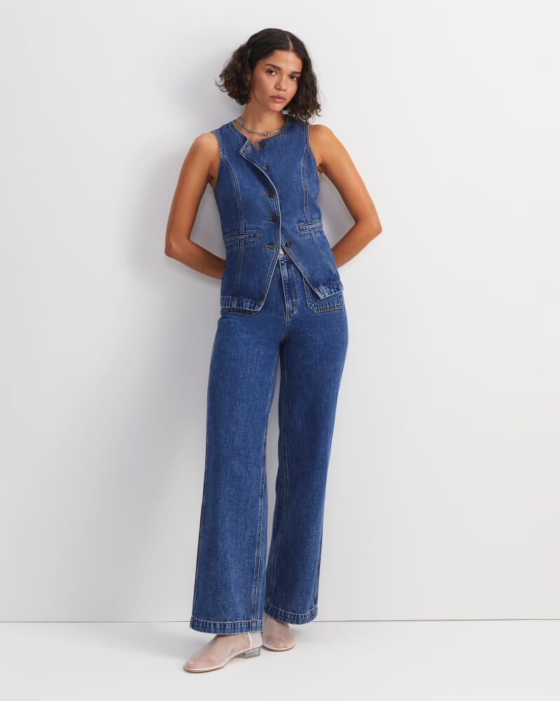 Allegra Patch Pocket Jean in MID WASH
