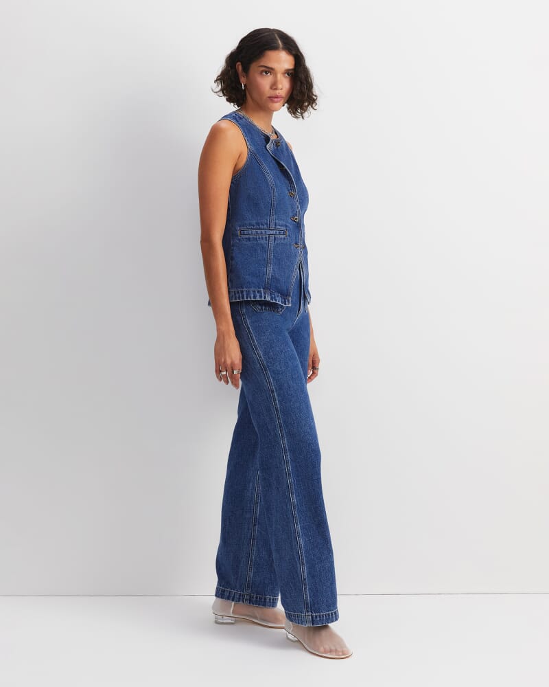Allegra Patch Pocket Jean in MID WASH