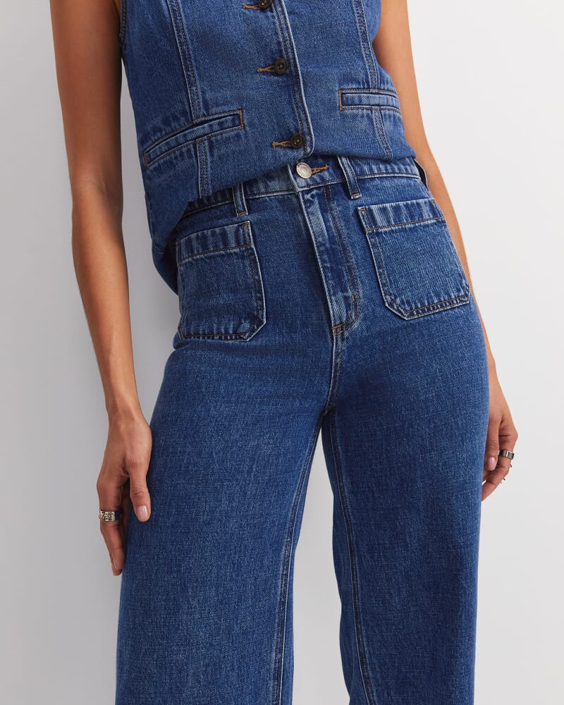 Allegra Patch Pocket Jean in MID WASH
