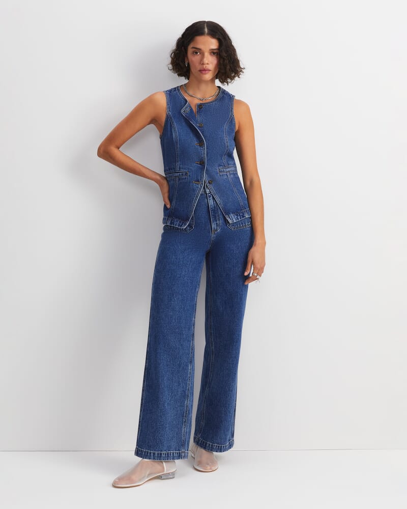 Allegra Patch Pocket Jean in MID WASH