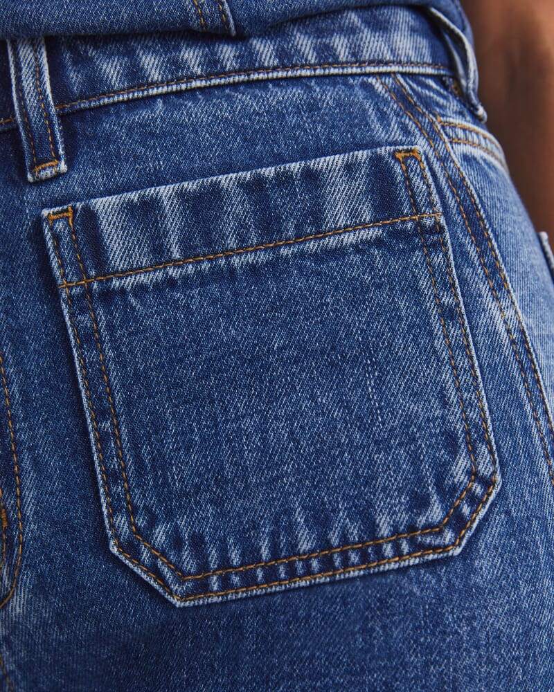 Allegra Patch Pocket Jean in MID WASH