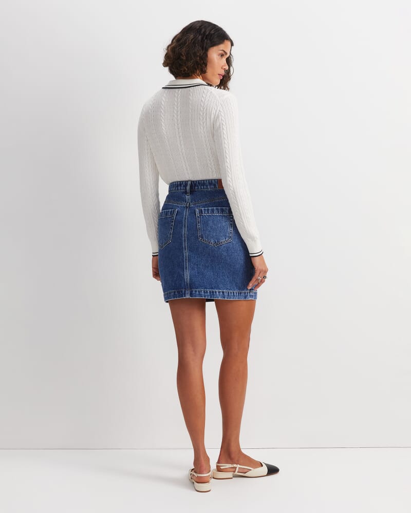 Allegra Denim Mini Skirt in MID WASH