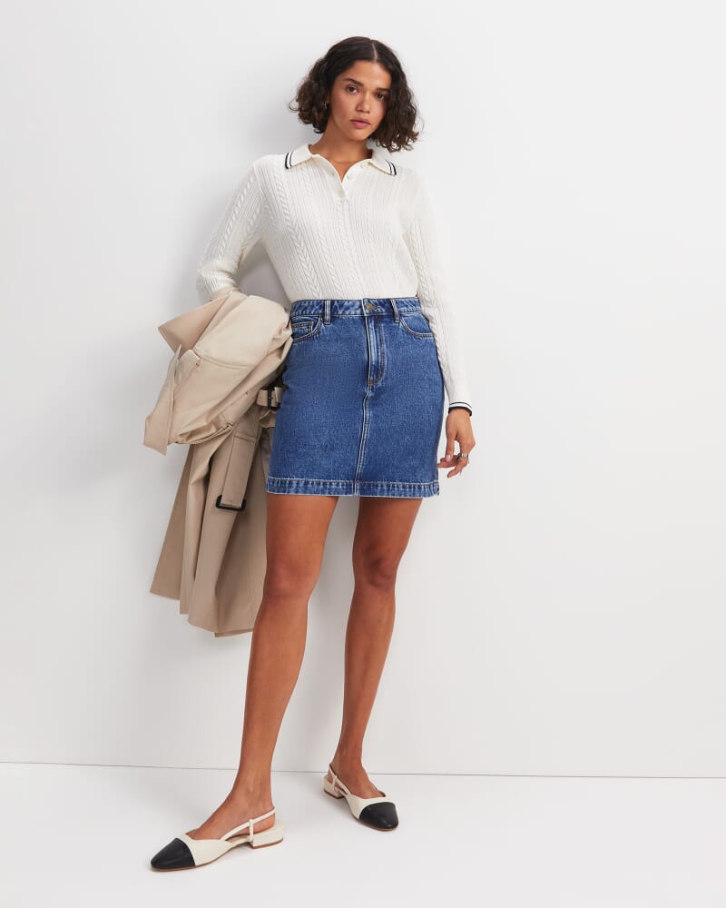 Allegra Denim Mini Skirt in MID WASH