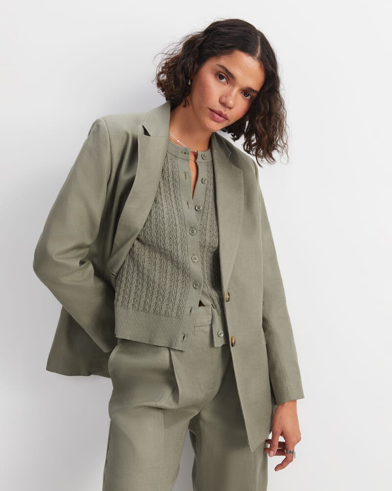 Clara Linen Jacket in SOFT KHAKI