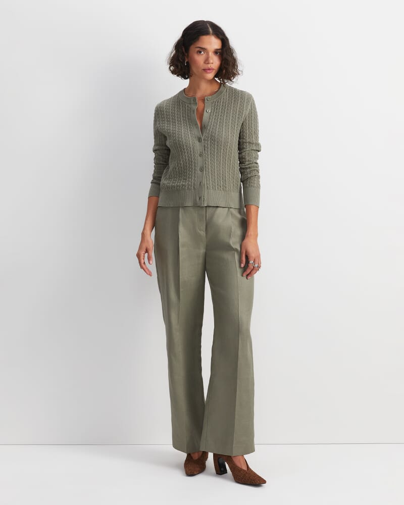 Clara Wide Leg Linen Pant in SOFT KHAKI