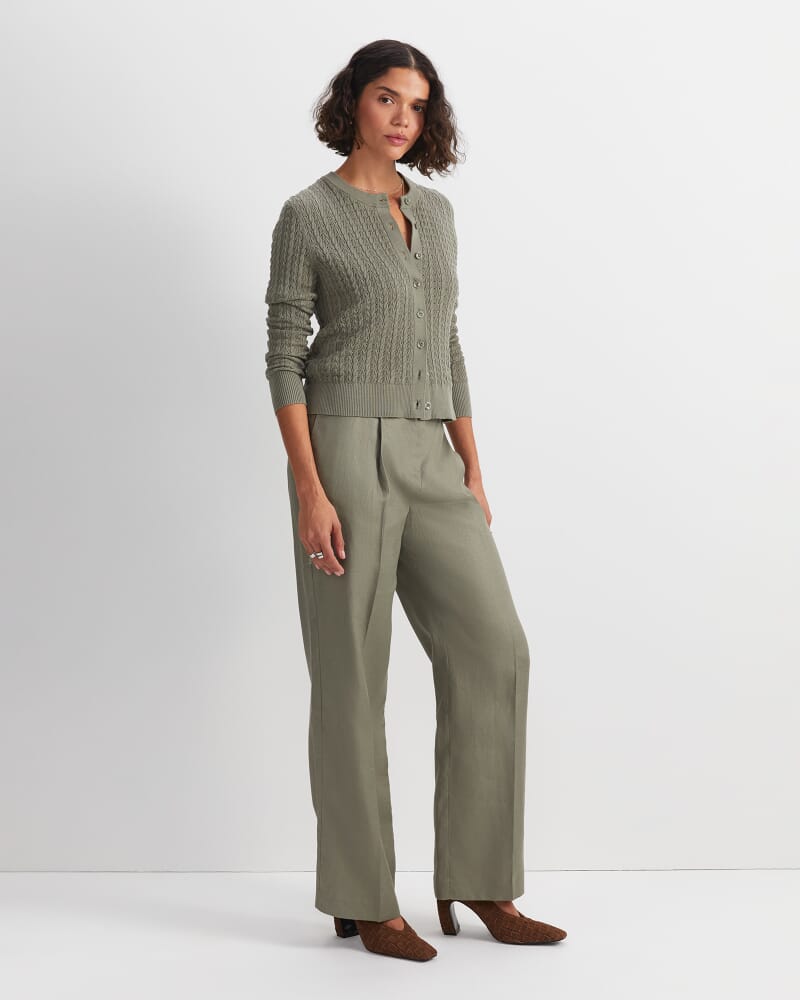 Clara Wide Leg Linen Pant in SOFT KHAKI