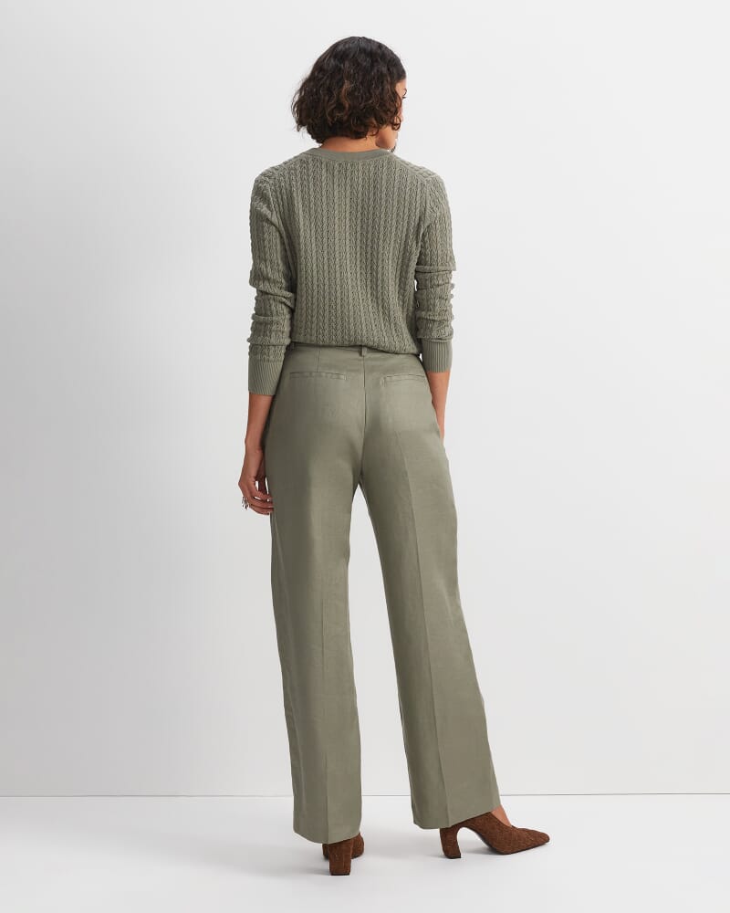 Clara Wide Leg Linen Pant in SOFT KHAKI