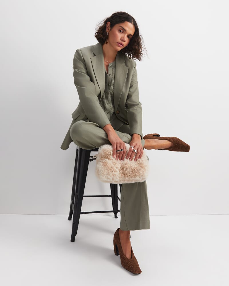 Clara Wide Leg Linen Pant in SOFT KHAKI