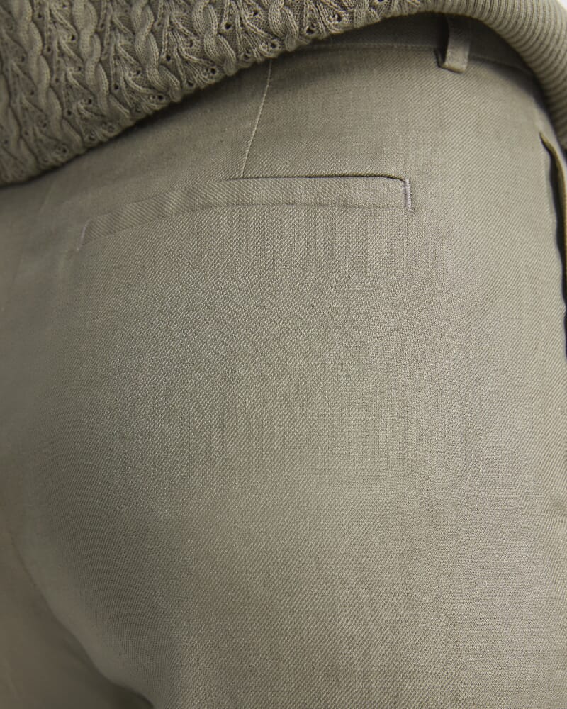 Clara Wide Leg Linen Pant in SOFT KHAKI