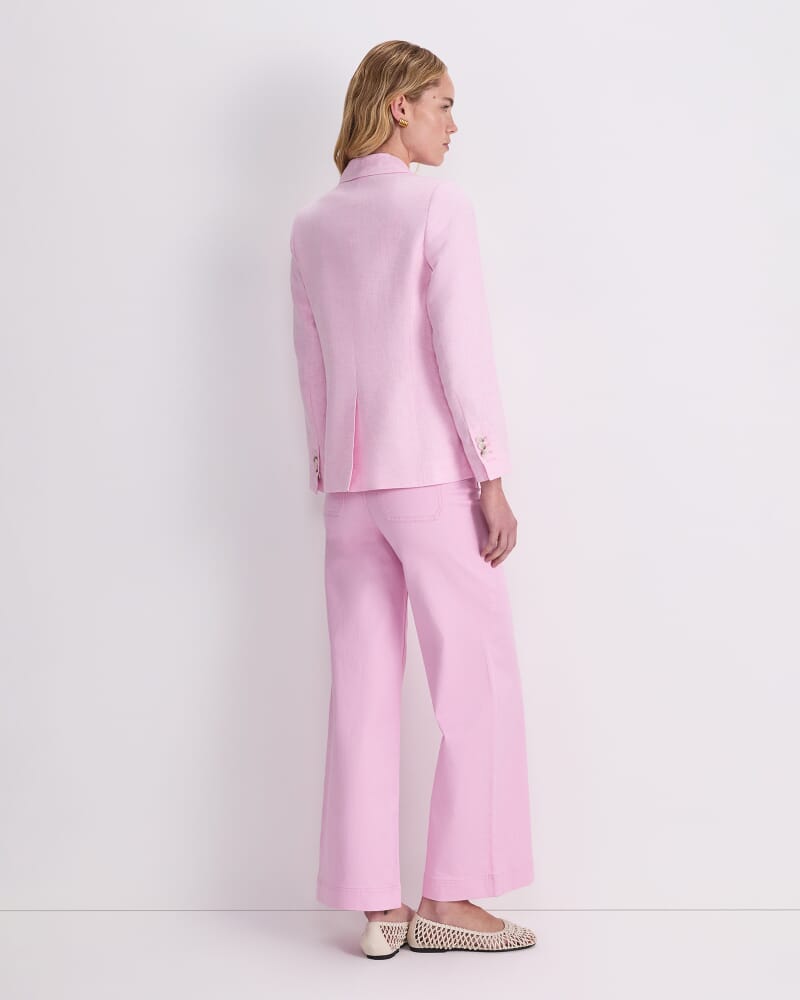 Freya Short Linen Blazer in LIGHT PINK
