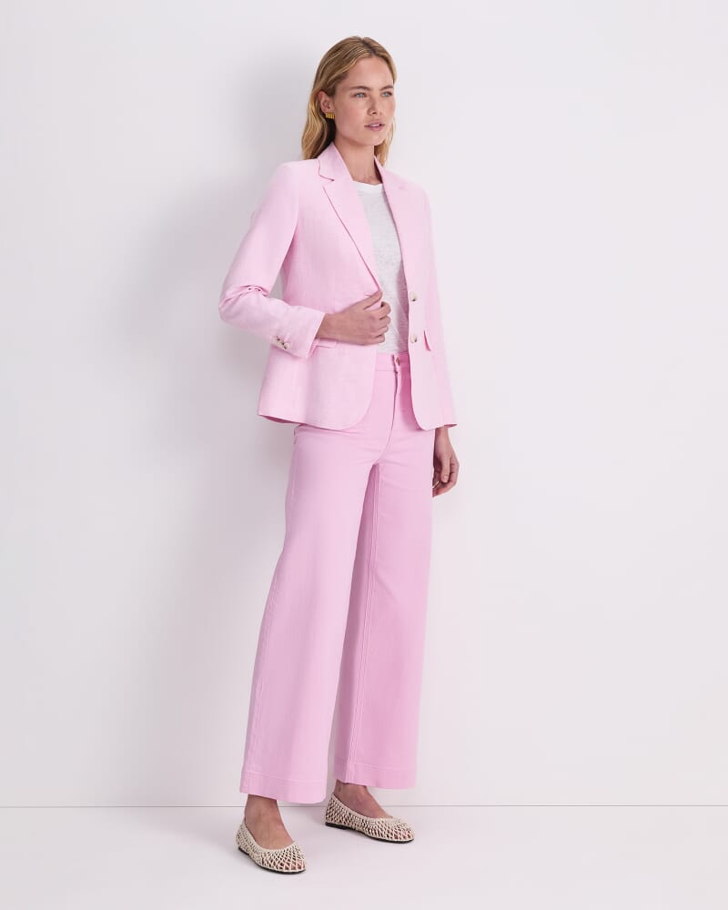 Freya Short Linen Blazer in LIGHT PINK