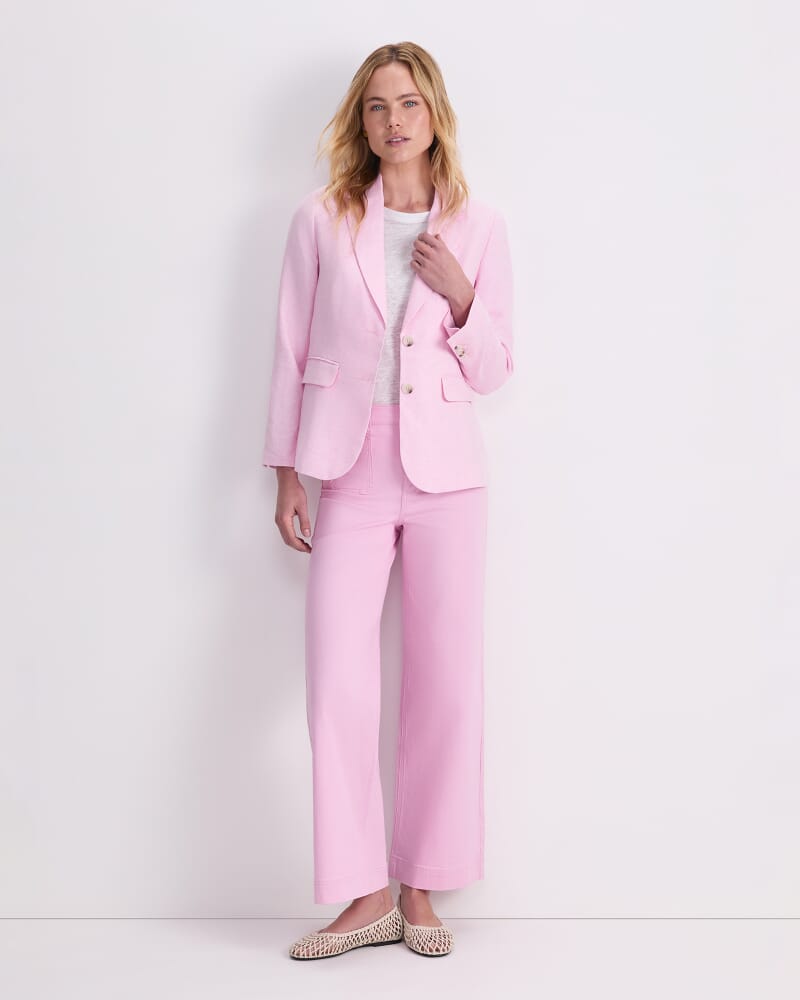 Freya Short Linen Blazer in LIGHT PINK