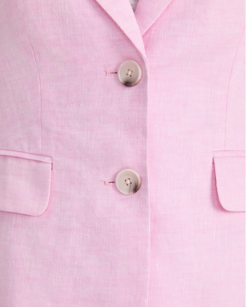 Freya Short Linen Blazer in LIGHT PINK