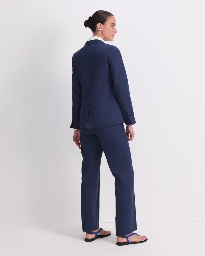 Freya Short Linen Blazer in NAVY