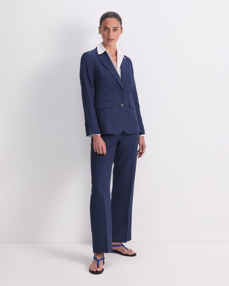 Freya Short Linen Blazer in NAVY