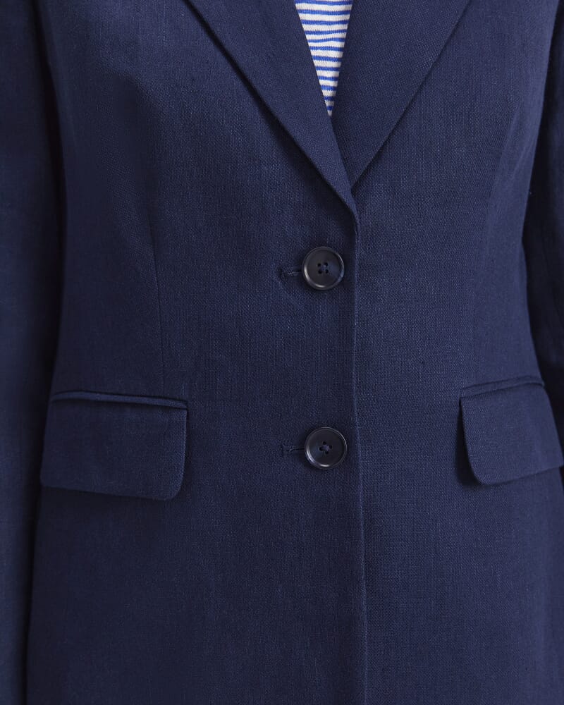 Freya Short Linen Blazer in NAVY
