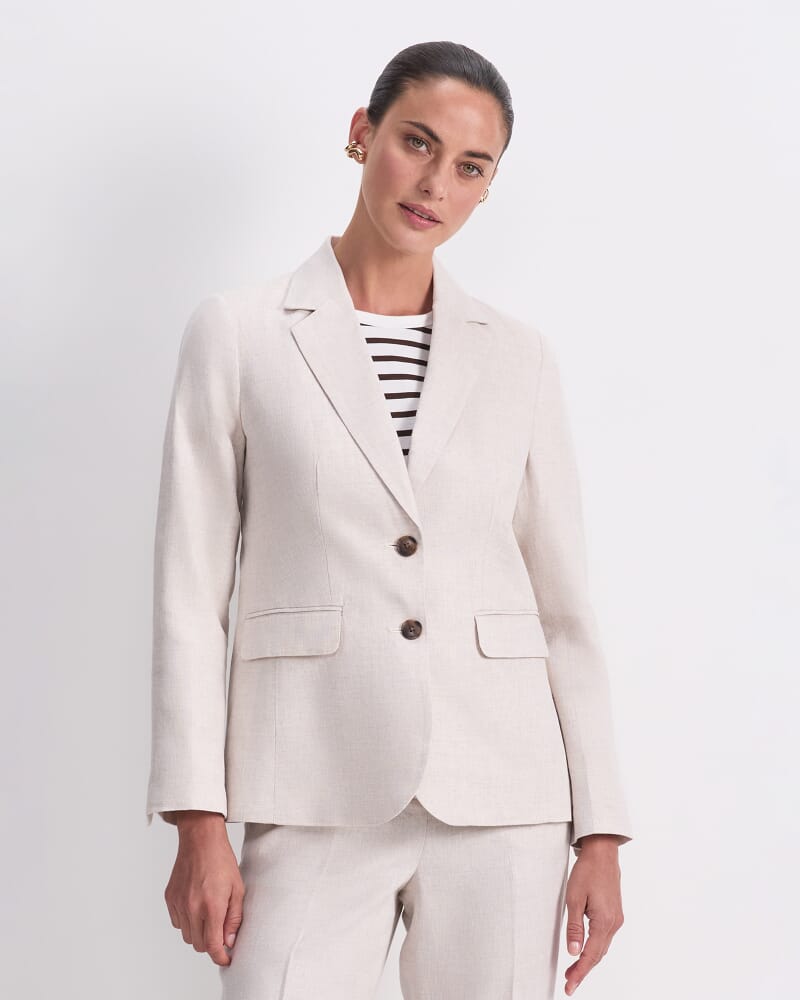 Freya Short Linen Blazer in STRING