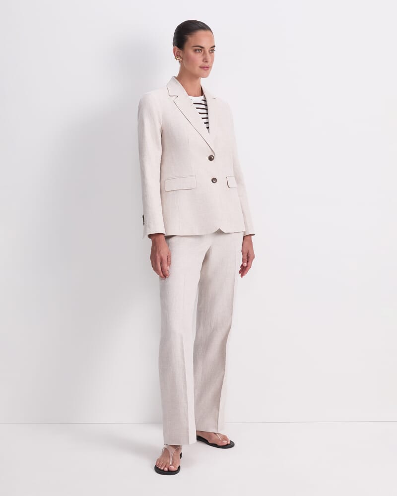 Freya Short Linen Blazer in STRING