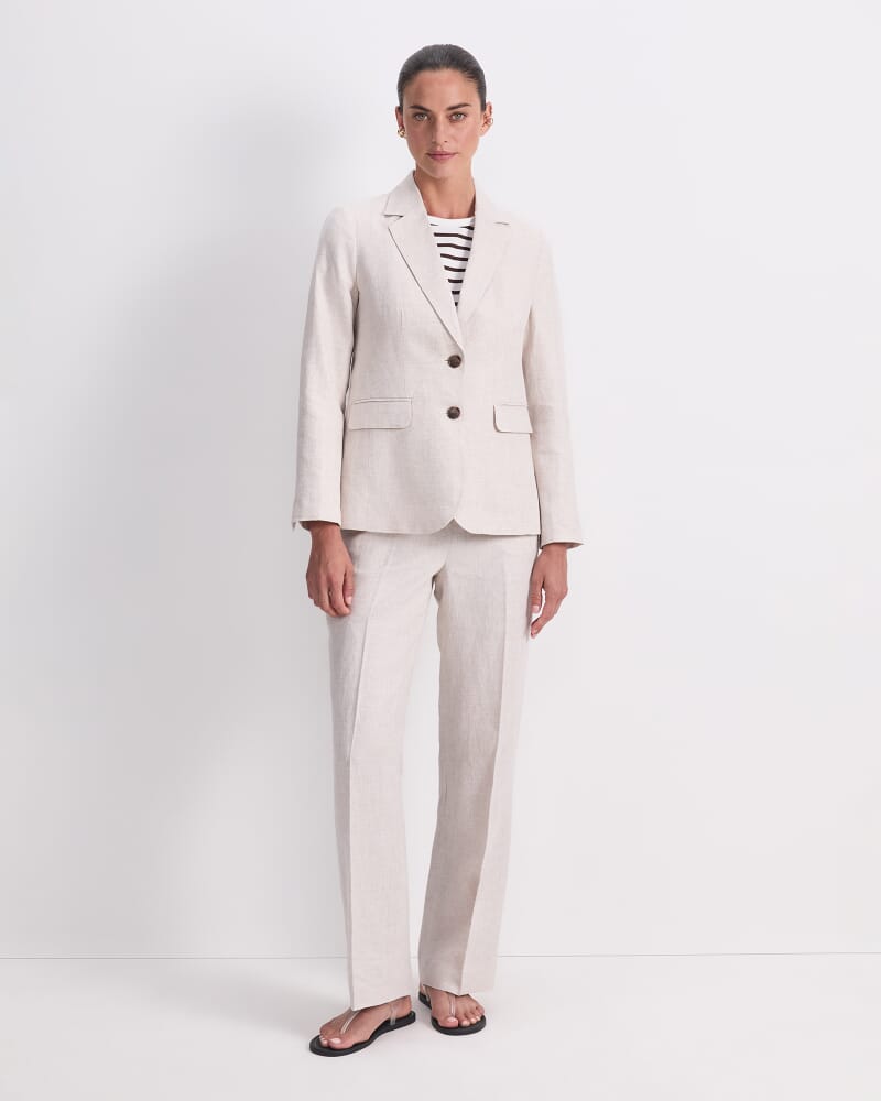 Freya Short Linen Blazer in STRING