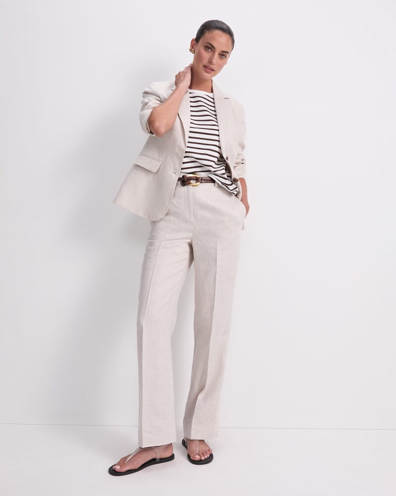 Freya Short Linen Blazer in STRING