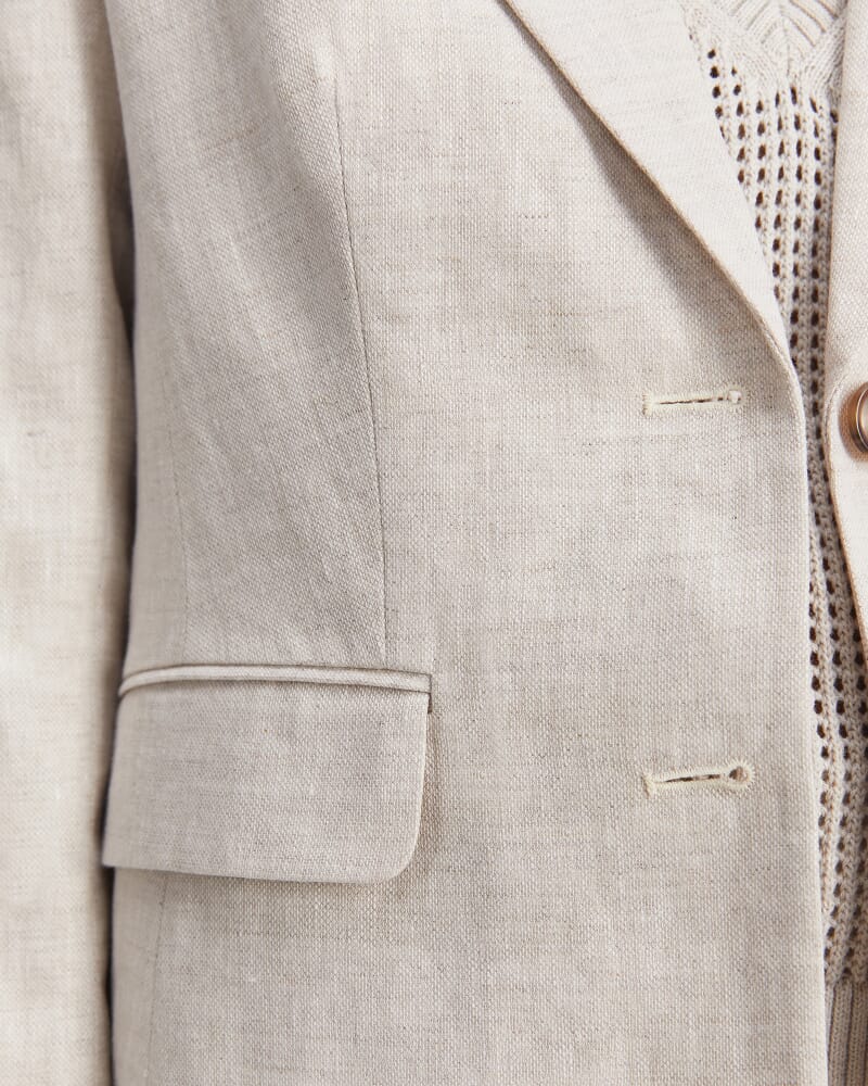 Freya Short Linen Blazer in STRING