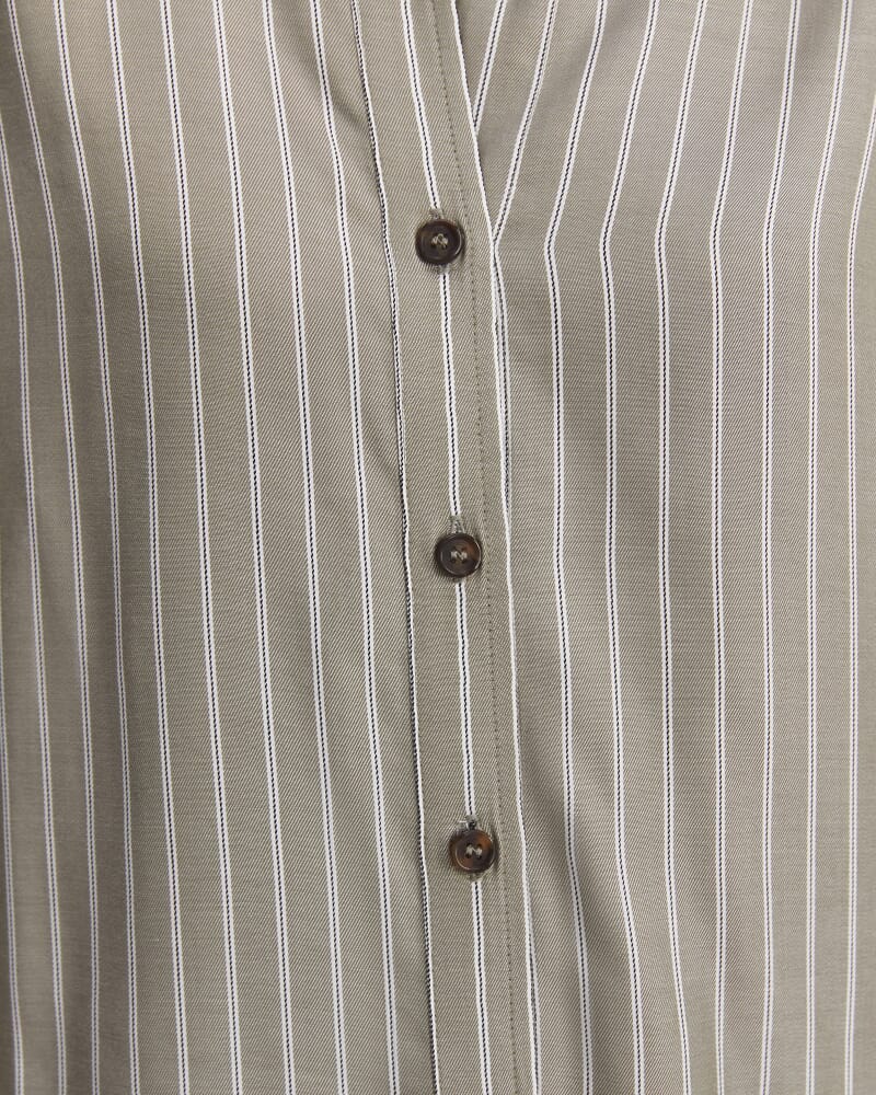 Solene Yarn-Dyed Shirt in KHAKI/WHITE