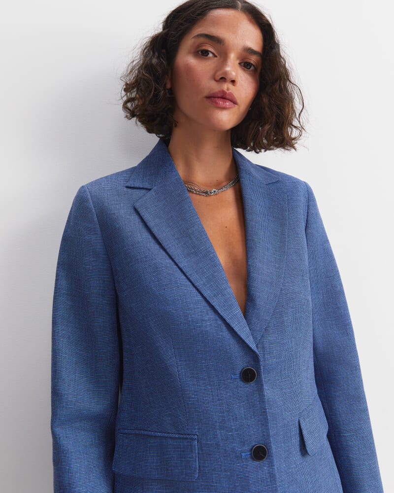 Saint Textured Single Breasted Blazer in NAVY/BLUE