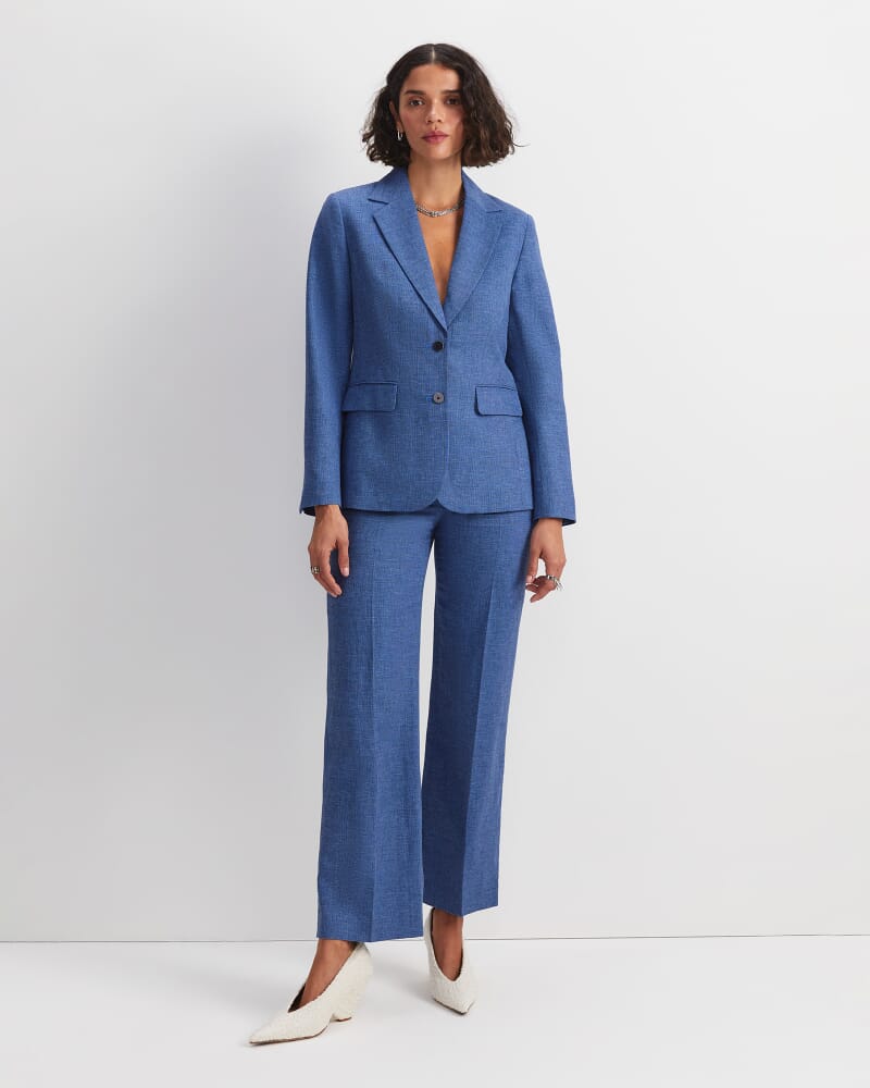 Saint Textured Single Breasted Blazer in NAVY/BLUE