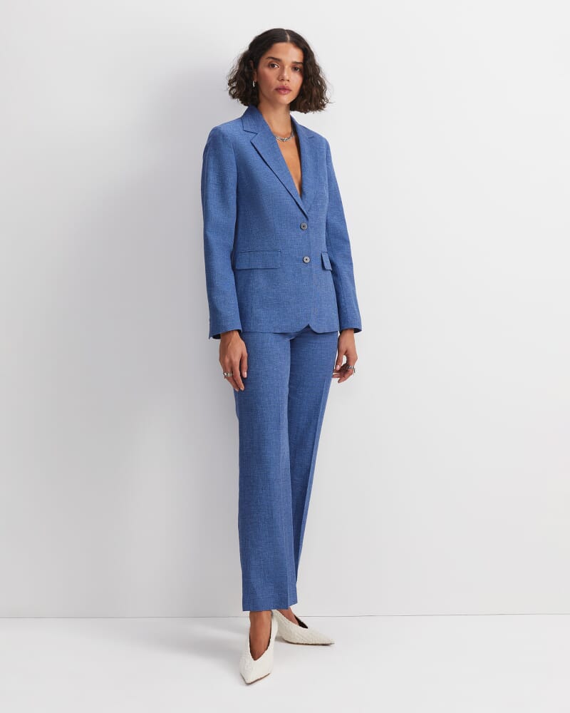 Saint Textured Single Breasted Blazer in NAVY/BLUE