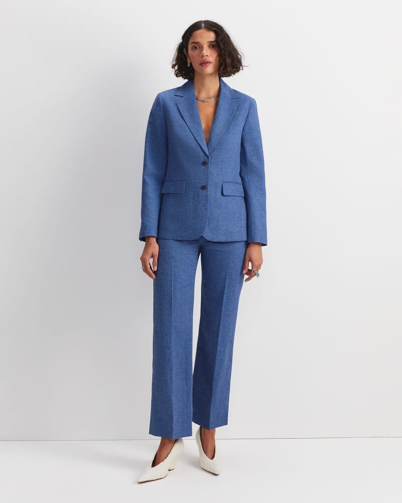 Saint Textured Single Breasted Blazer in NAVY/BLUE