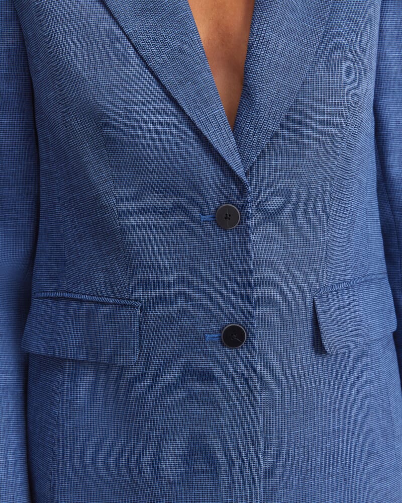 Saint Textured Single Breasted Blazer in NAVY/BLUE