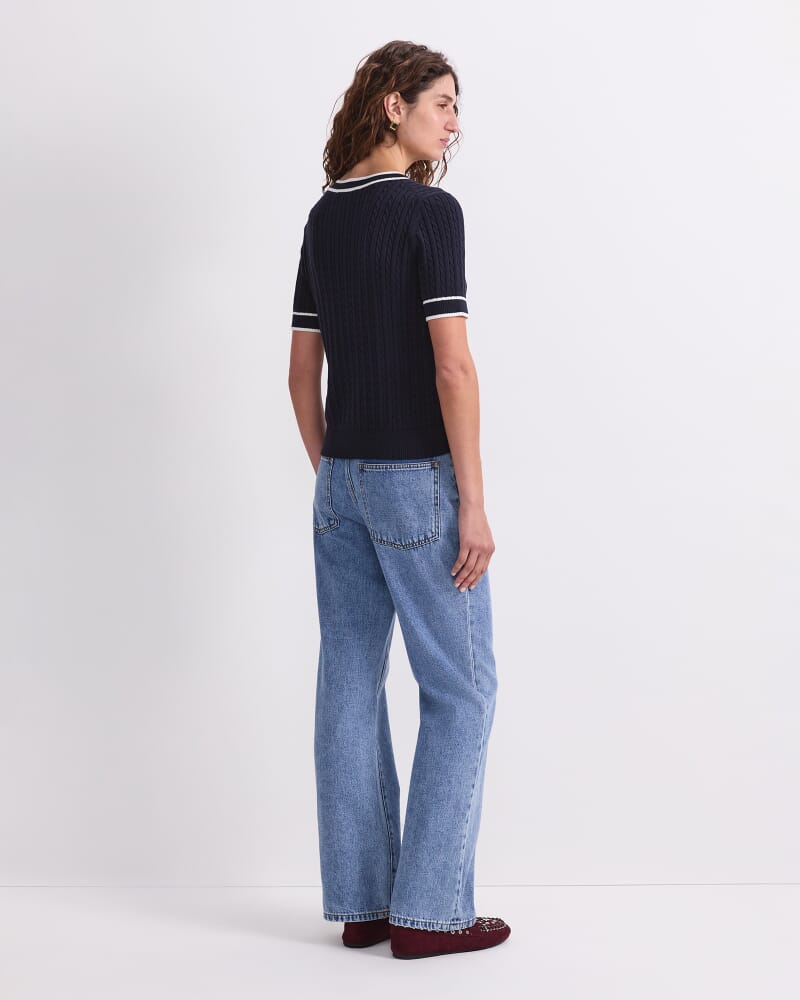 Elka Baby Cable Knit in NAVY/WHITE