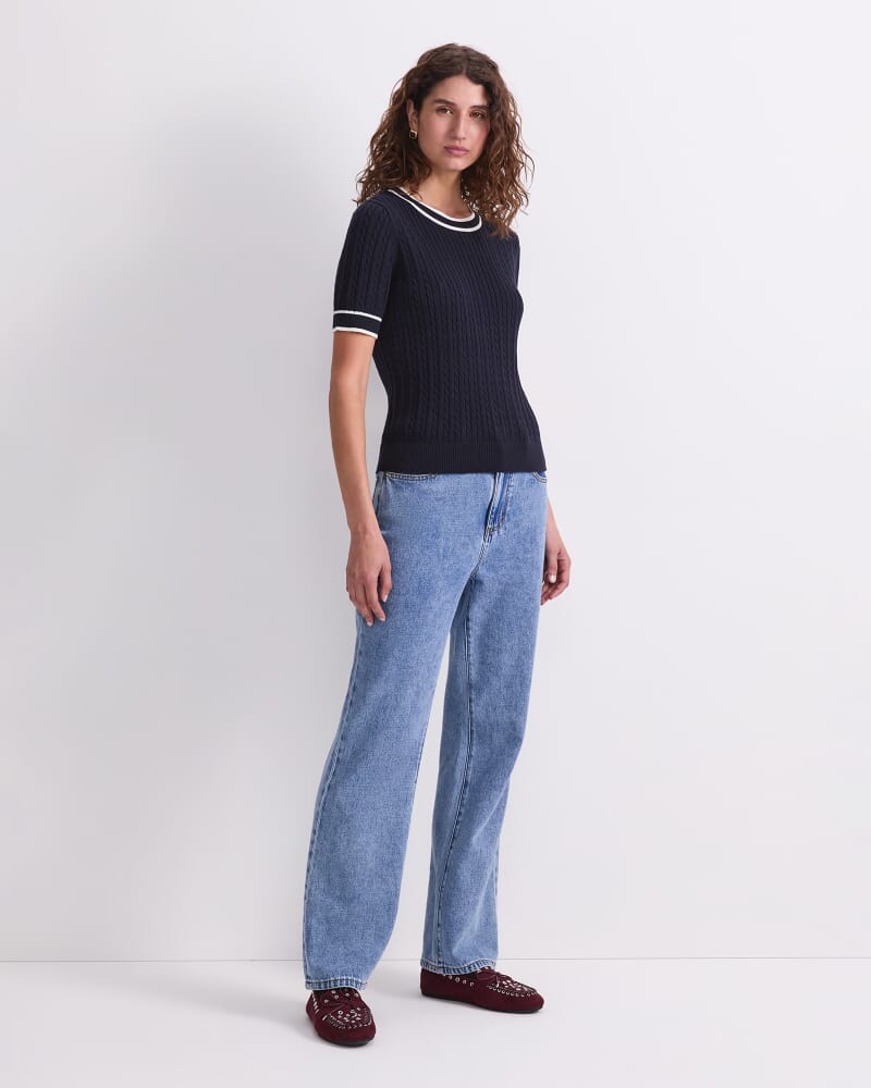 Elka Baby Cable Knit in NAVY/WHITE