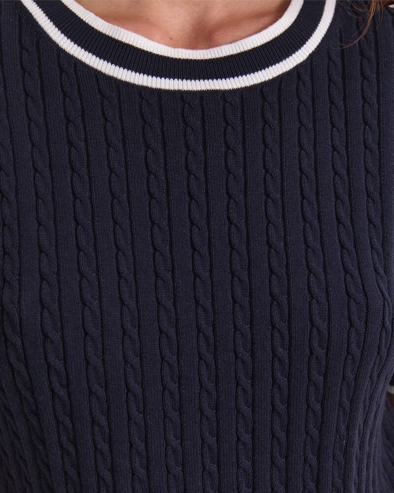 Elka Baby Cable Knit in NAVY/WHITE