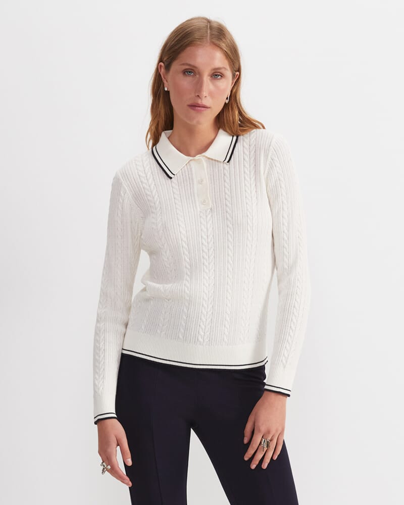Elka Baby Cable Polo in OFF WHITE