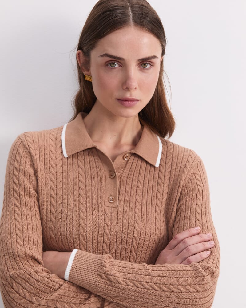 Elka Baby Cable Polo in TAN