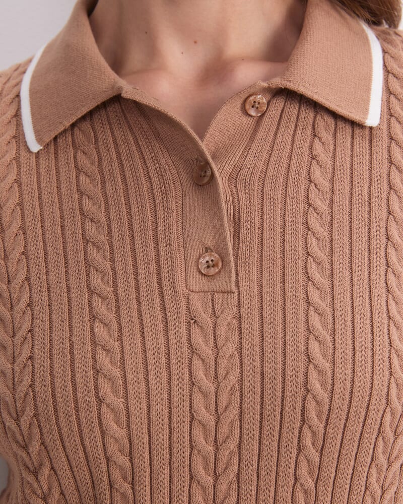 Elka Baby Cable Polo in TAN
