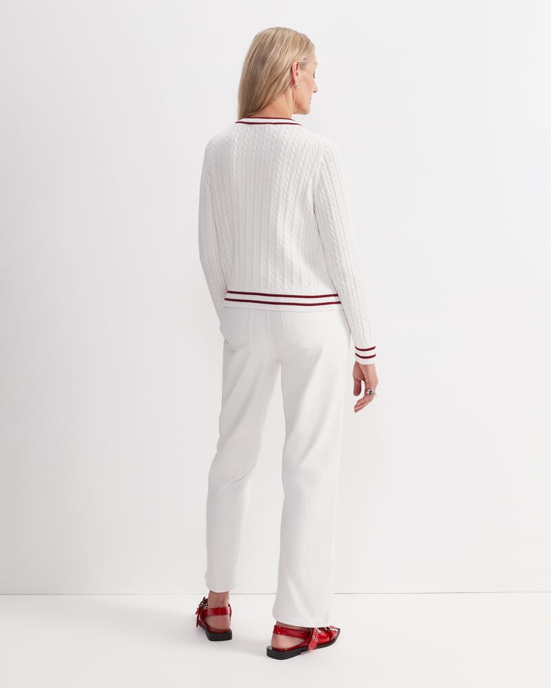 Elka Baby Cable Cardigan in WHITE/RED