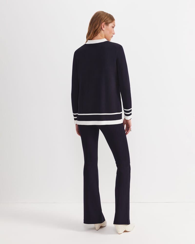 Maxine Milano Long Cardigan in NAVY/WHITE