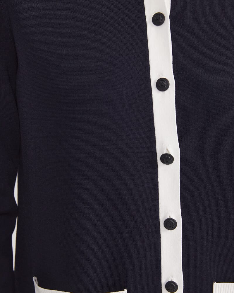 Maxine Milano Long Cardigan in NAVY/WHITE