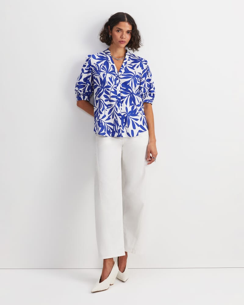 Willow Print Blouse in BLUE/WHITE