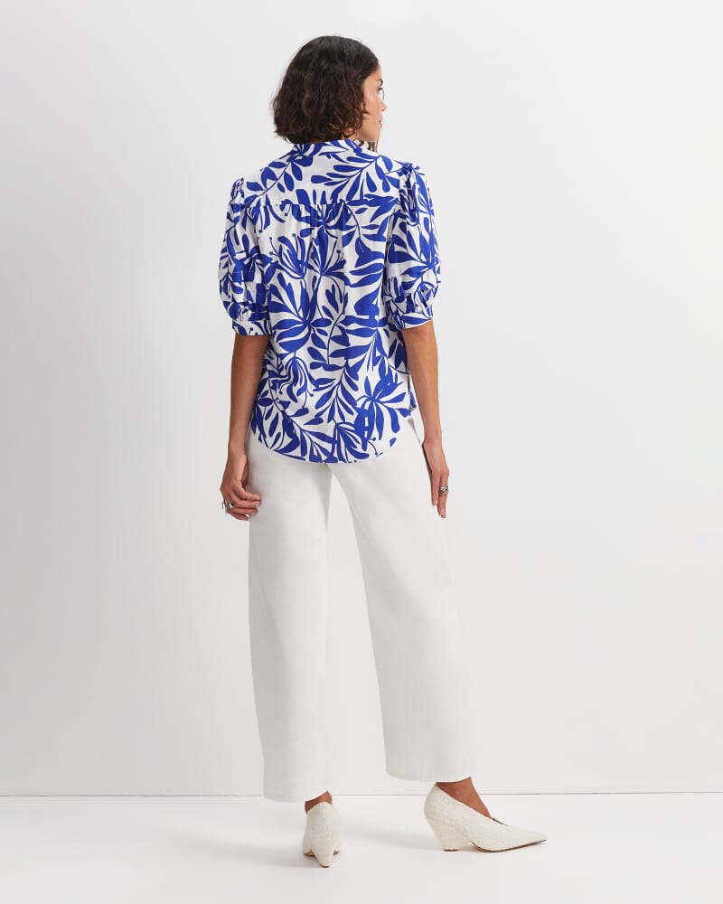 Willow Print Blouse in BLUE/WHITE