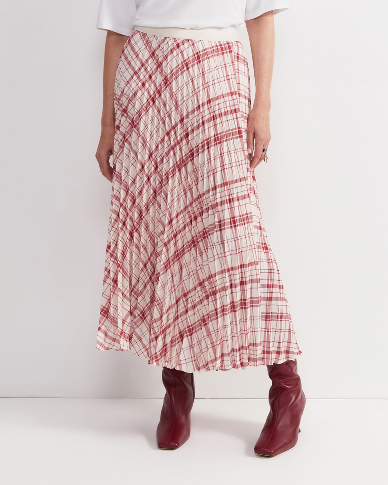 Ruby Check Pleat Maxi Skirt