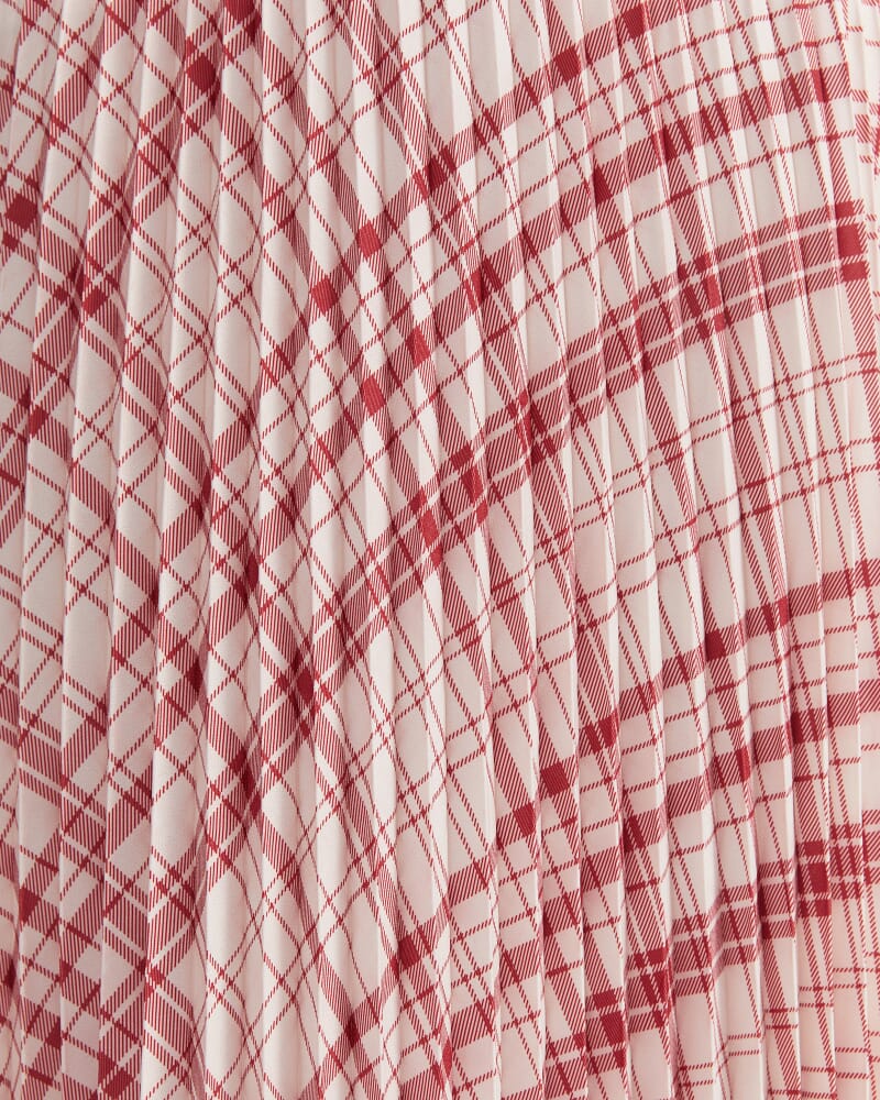 Ruby Check Pleat Maxi Skirt in WHITE/RED